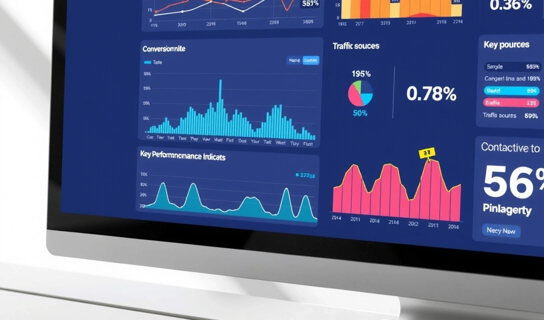 Pohled na digitální dashboard s analytickými daty