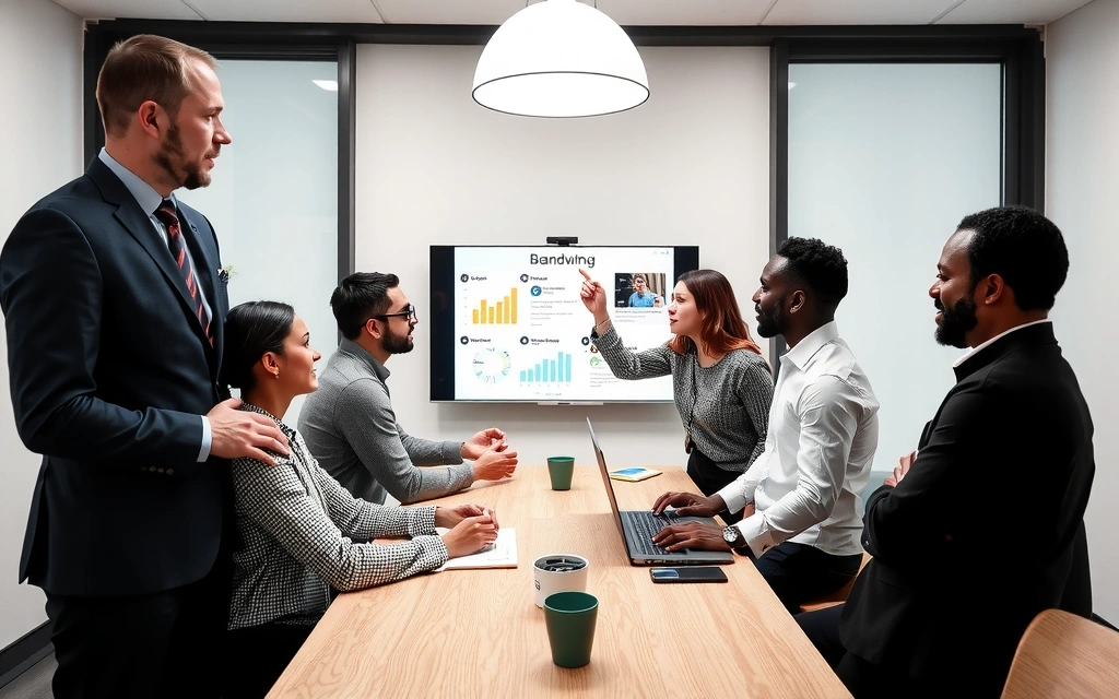 Tým Brandwing diskutuje o strategii s klientem